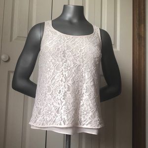 LC Lauren Conrad Off White Lace Tank Bridal